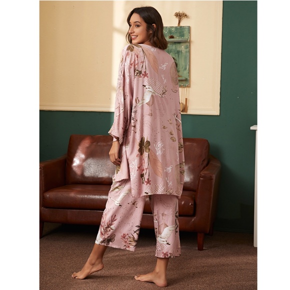 3 Piece Pink Floral/Animal Print Pajama Set - Picture 2 of 9